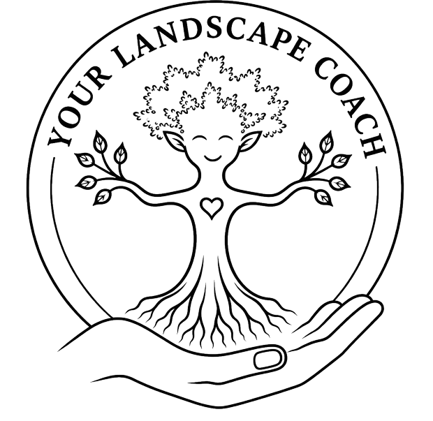 Your Landscape Coach: a smiling tree with a heart, cradled in an open hand